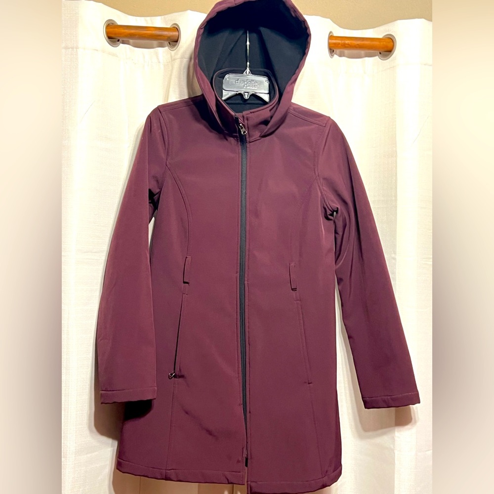 Burgundy jacket with hood